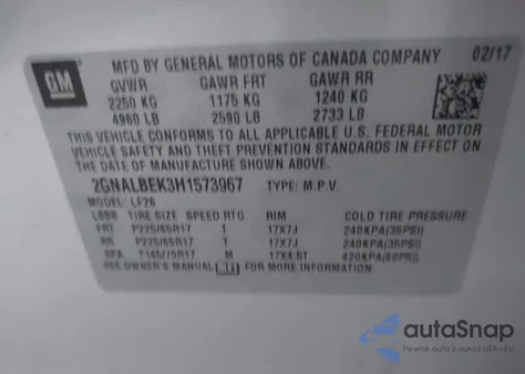 2017 Chevrolet Equinox Ls from USA, damaged, VIN 2GNALBEK3H1573967